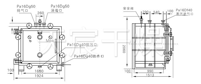 方（fāng）形靜（jìng）態真空幹燥機結構示意圖
